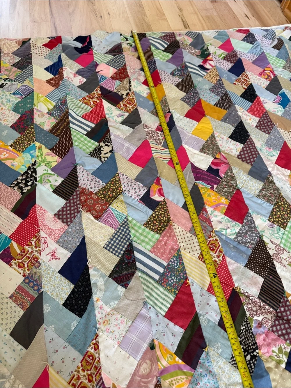 Handmade scrappy braid Quilt-Texas braid-chevron-style-Twin Twin XL-Vintage